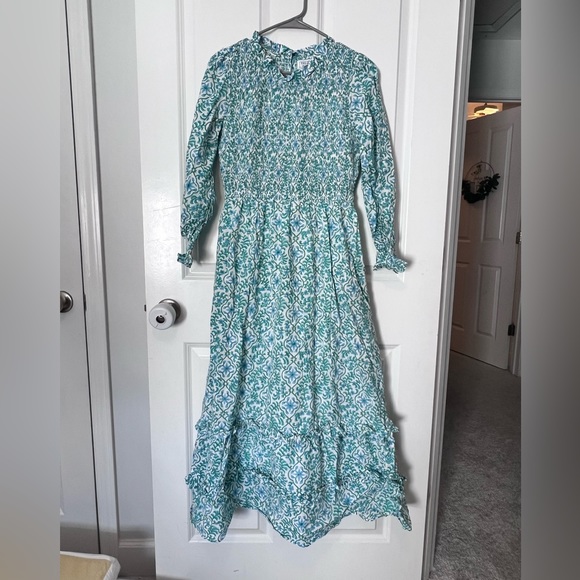 pink city prints Dresses & Skirts - Pink City Prints Blue and Green Floral Long Sleeve Maxi